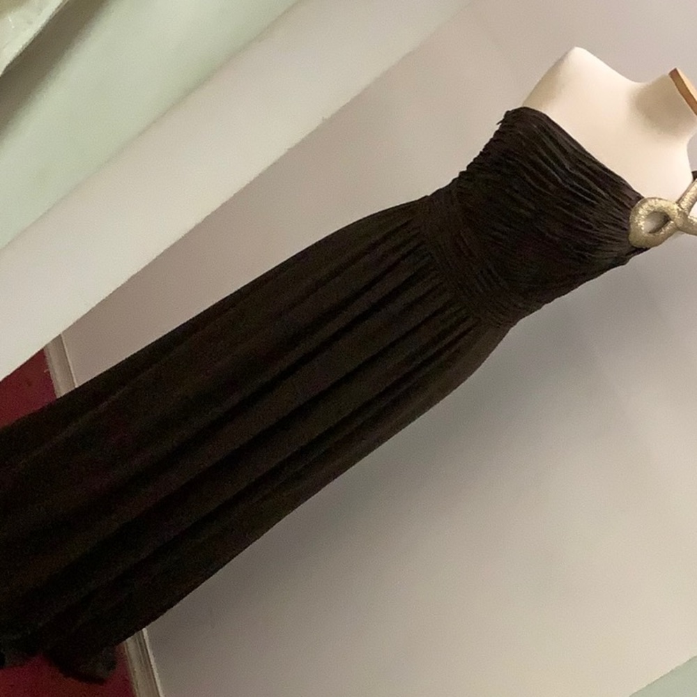 Gorgeous Escada Gown rich chocolate chiffon w/gold